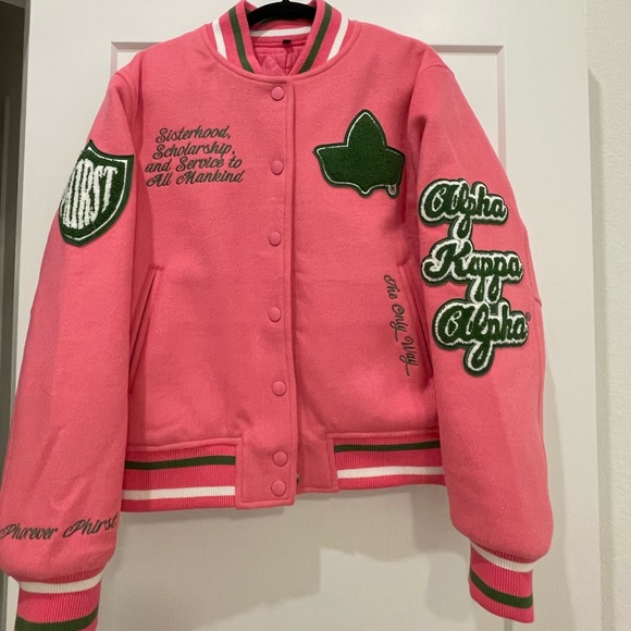 NEW*FULL LENGTH TIMELESS IVY VARSITY AKA LETTERMAN JACKET,PINK Alpha Kappa Alpha - Picture 6 of 8